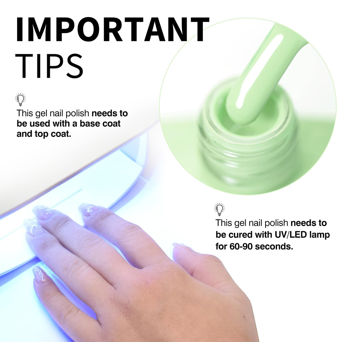 CANNI Mint Green Gel Nail Polish applied on nails