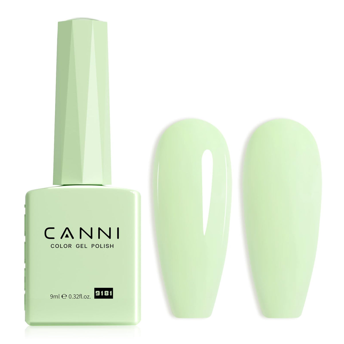 CANNI Mint Green Gel Nail Polish front view in pastel lime sage colour