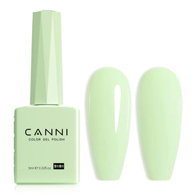 CANNI Mint Green Gel Nail Polish front view in pastel lime sage colour