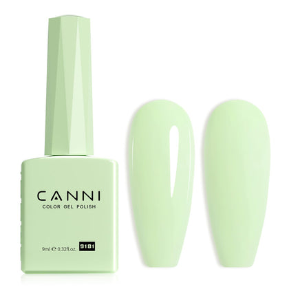 CANNI Mint Green Gel Nail Polish front view in pastel lime sage colour