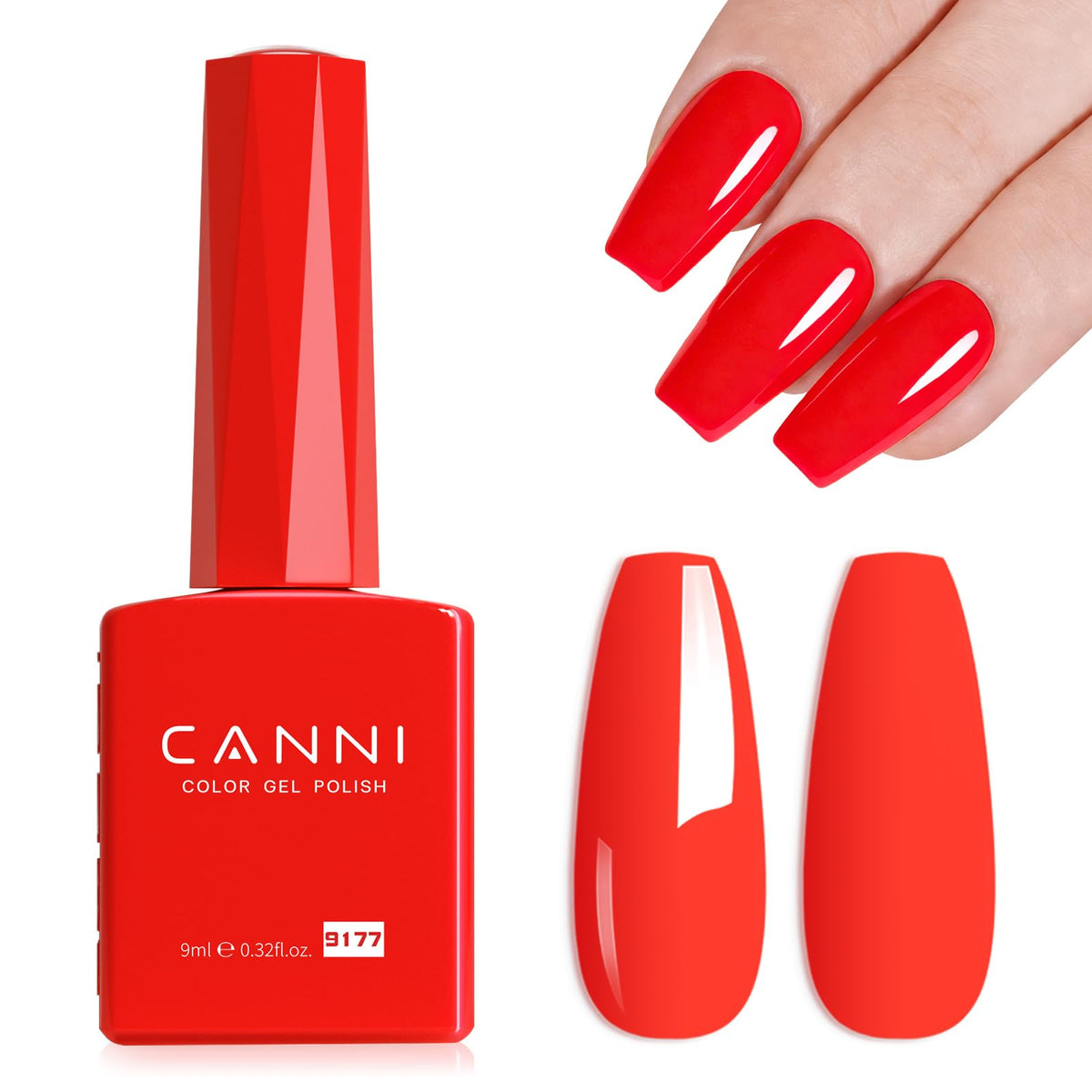 CANNI Neon Orange Gel Nail Polish 9ml front view