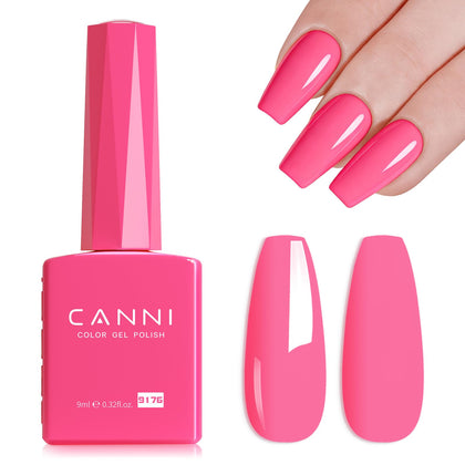 CANNI Neon Pinkish Red Gel Nail Polish 9ml front view
