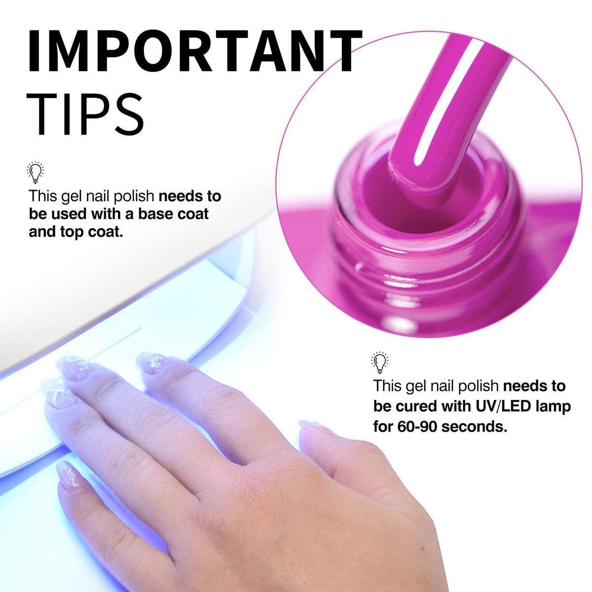 CANNI Neon Purple Pink Gel Nail Polish 9ml applied on nails