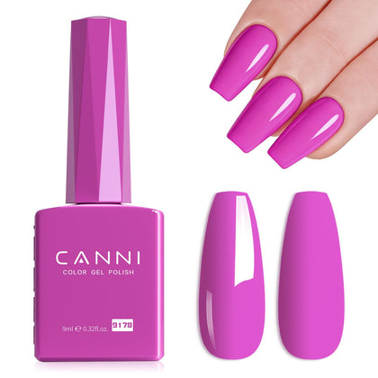 CANNI Neon Purple Pink Gel Nail Polish 9ml front view