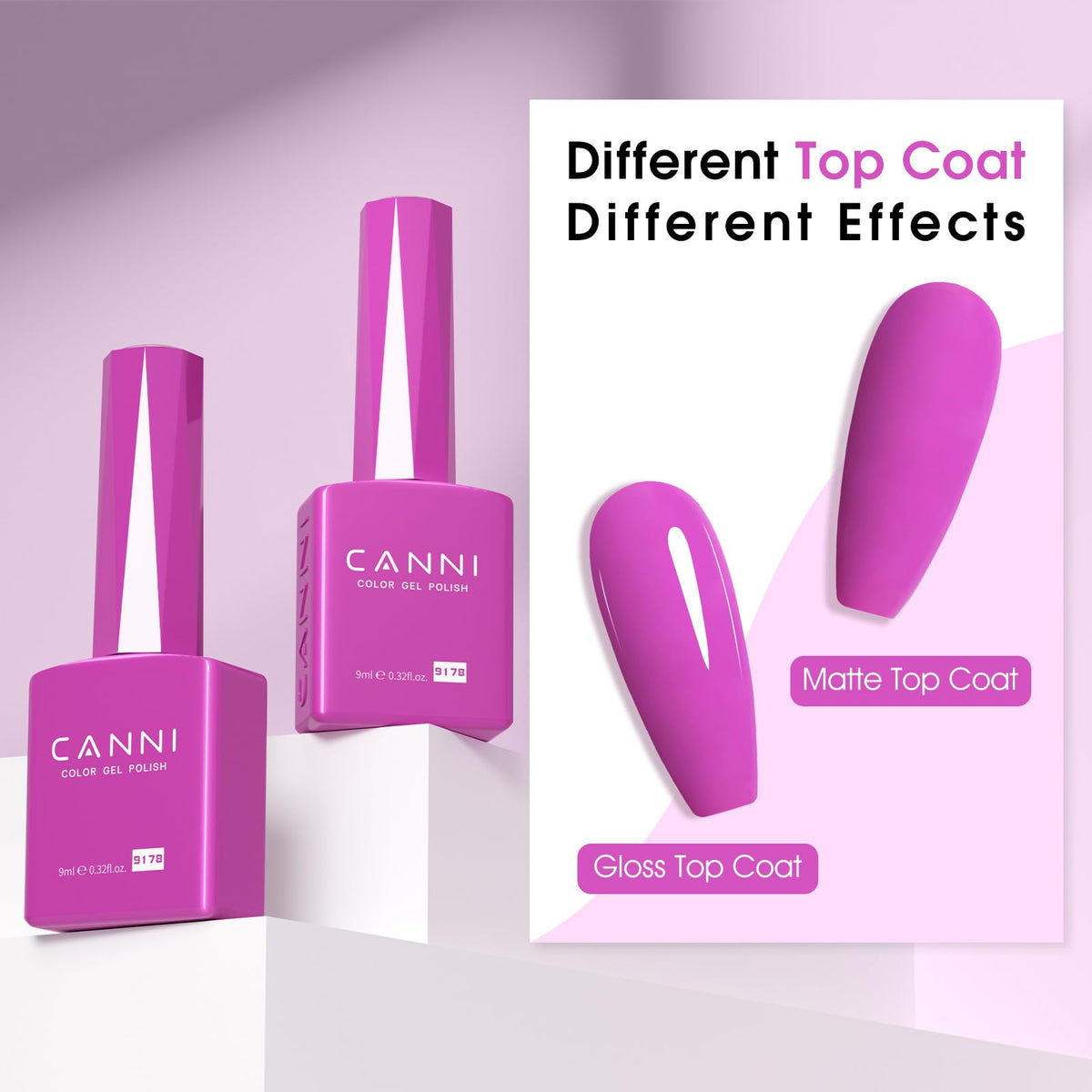 CANNI Neon Purple Pink Gel Nail Polish 9ml in lifestyle setting