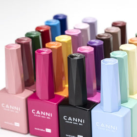 CANNI Neon Yellow Gel Polish alongside other nail polish colours