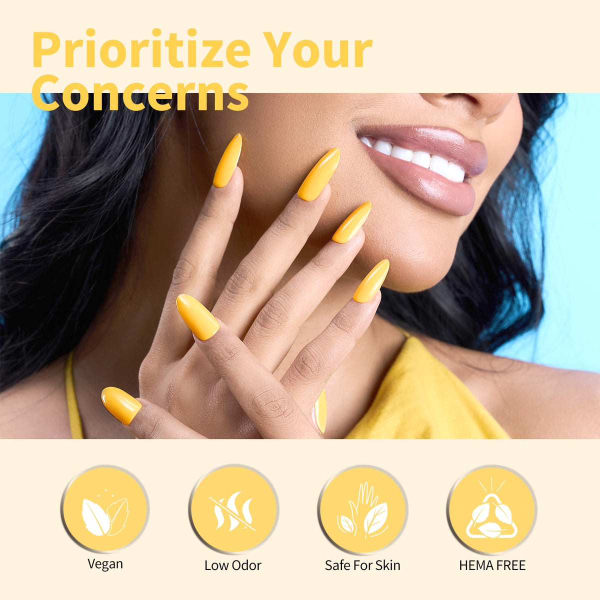 CANNI Neon Yellow Gel Polish with base and top coat