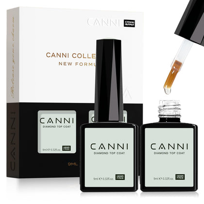 CANNI No Wipe Gel Top Coat Set front view with two bottles