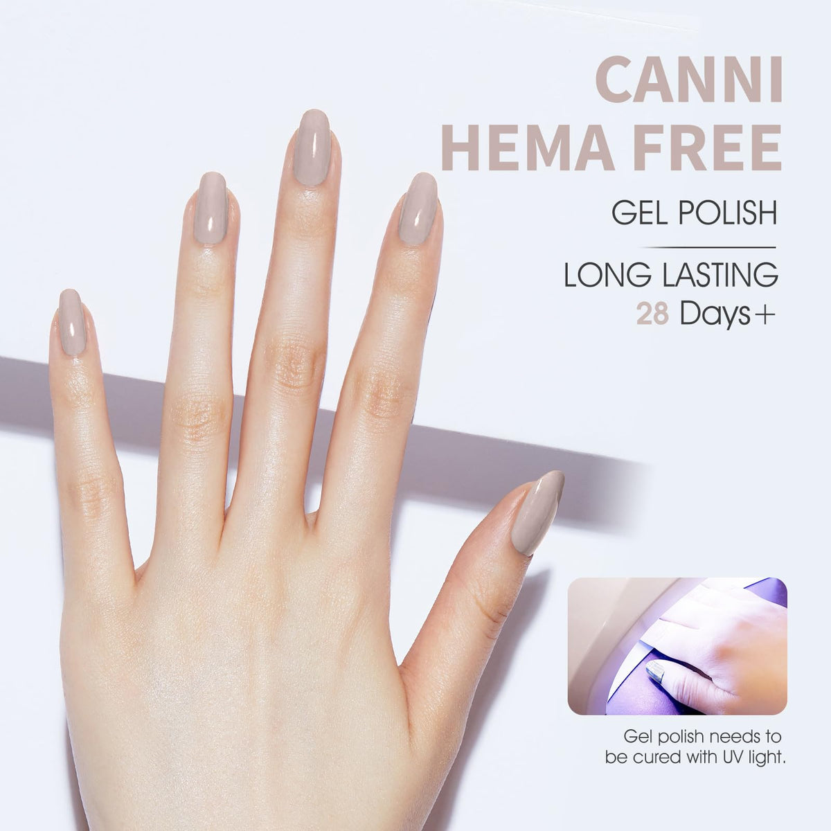 CANNI Nude Gel Nail Polish Light Brown application on nails