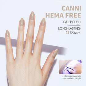 CANNI Nude Gel Nail Polish Light Brown applied on nails