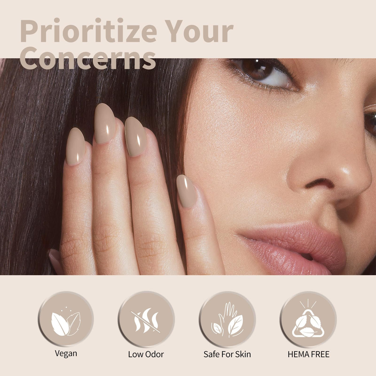 CANNI Nude Gel Nail Polish Light Brown in a manicure setup