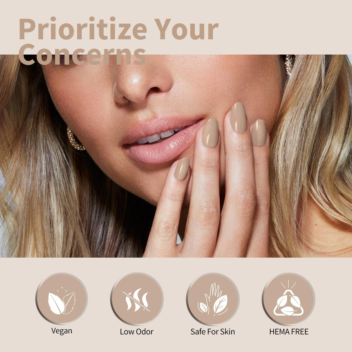 CANNI Nude Gel Nail Polish Light Brown in a nail care setup