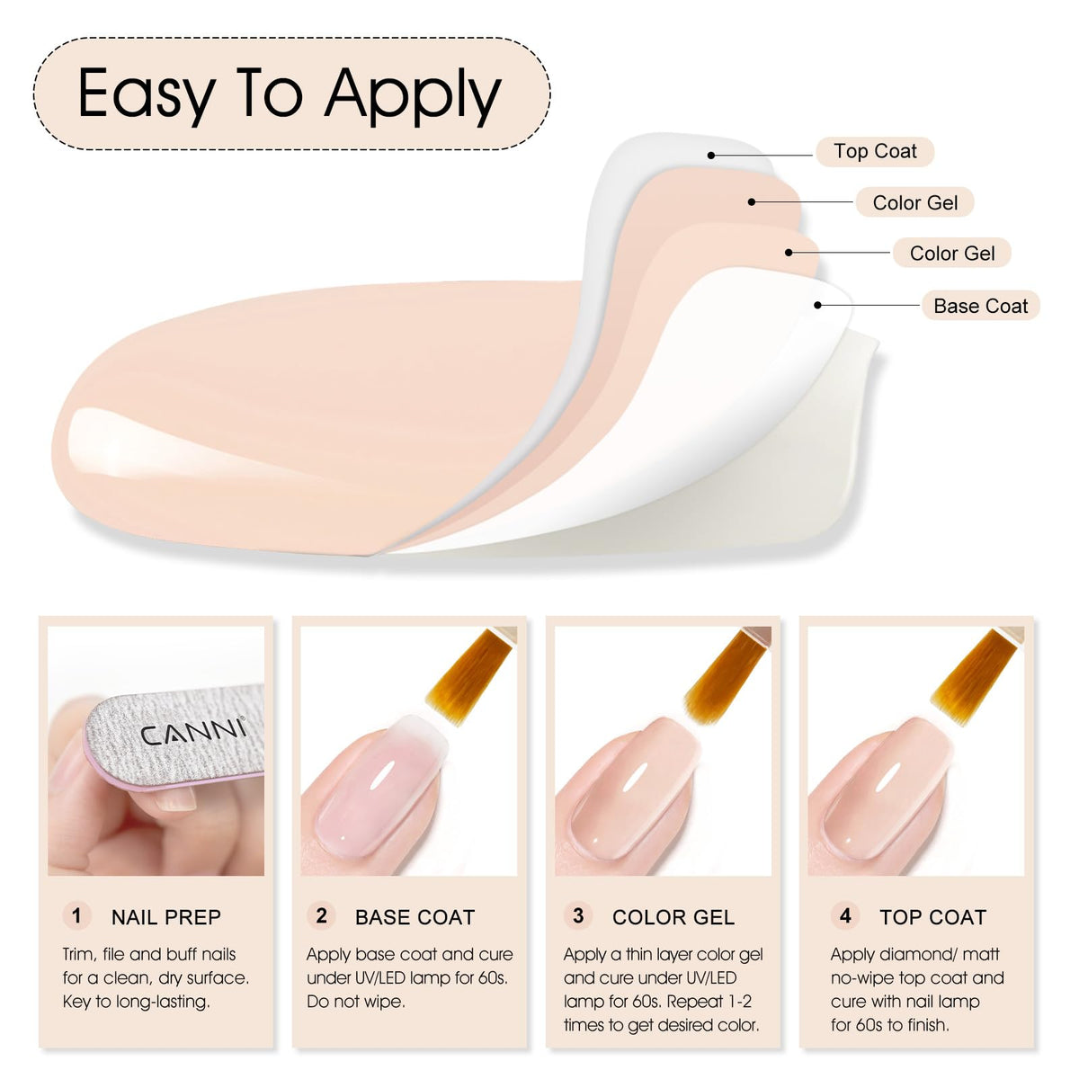 CANNI Nude Pink Gel Nail Polish 9ml packaging