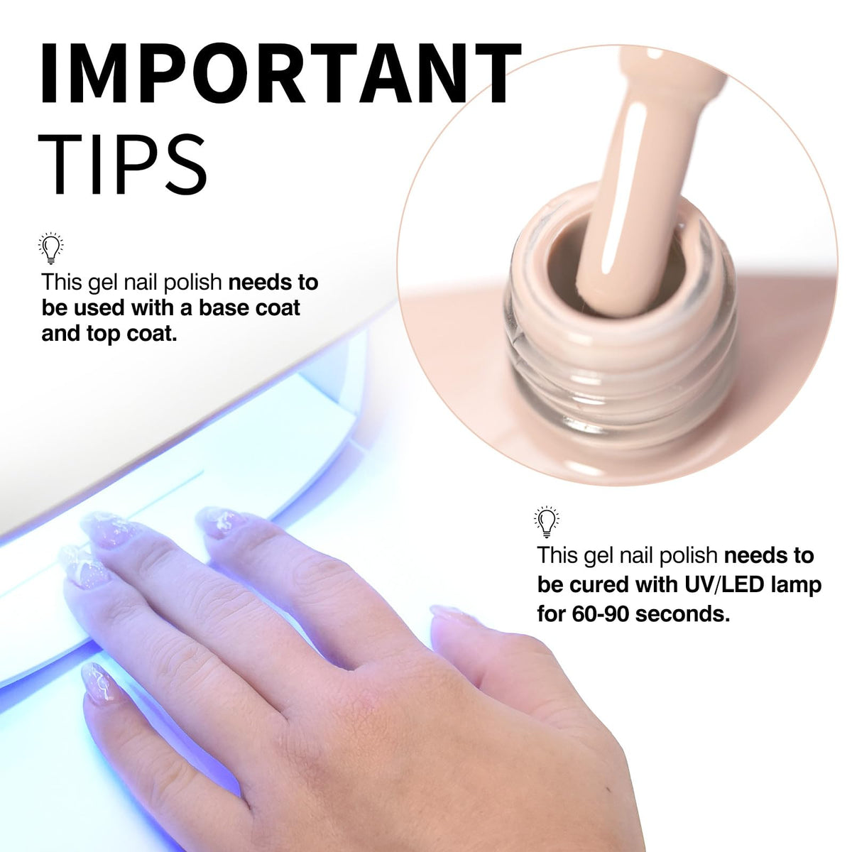 CANNI Nude Pink Gel Nail Polish 9ml with UV lamp