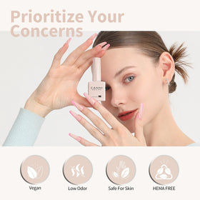 CANNI Nude Pink Gel Nail Polish on a manicure table