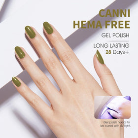 CANNI Olive Green Gel Nail Polish applied on nails