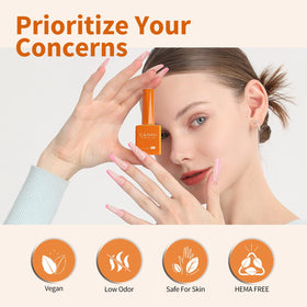 CANNI Orange Gel Nail Polish with top coat and base coat