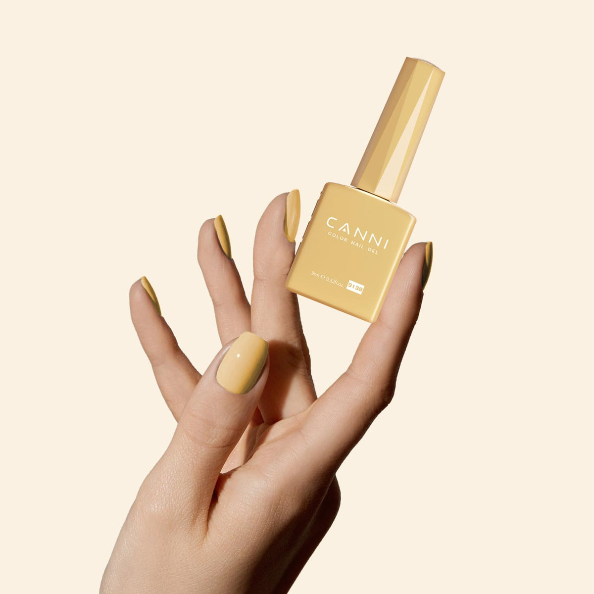 CANNI Pale Yellow Gel Nail Polish in use at a manicure station
