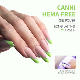 CANNI Pastel Green Gel Nail Polish application on nails