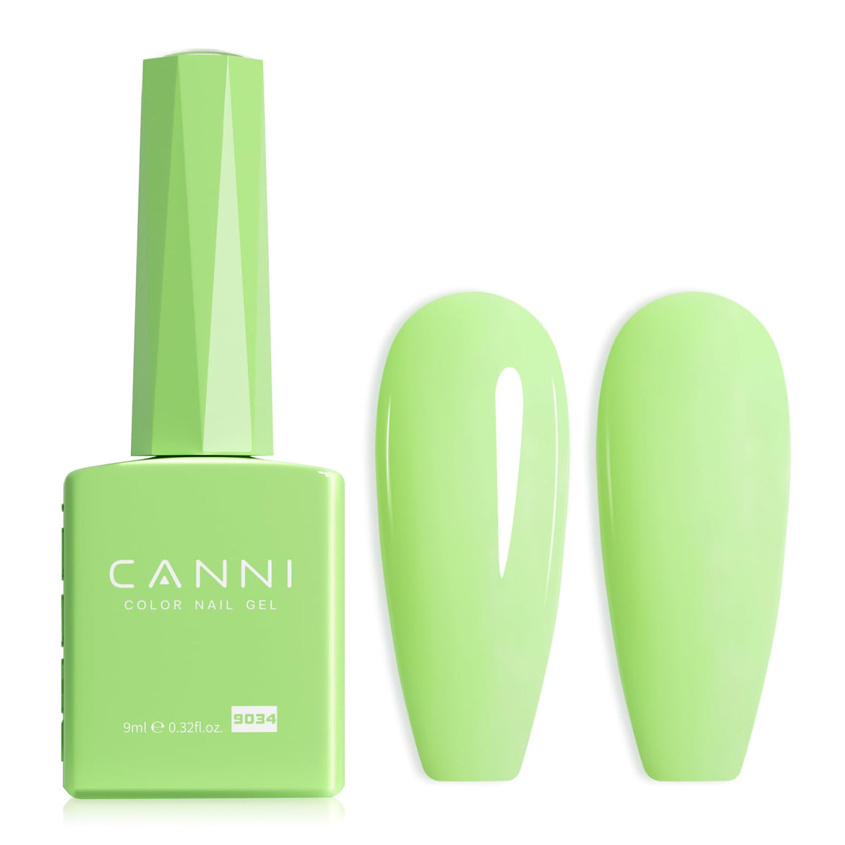CANNI Pastel Green Gel Nail Polish front view with sage light green colour