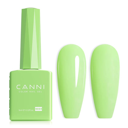 CANNI Pastel Green Gel Nail Polish front view with sage light green colour