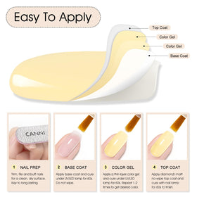 CANNI Pastel Yellow Gel Nail Polish application process