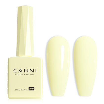 CANNI Pastel Yellow Gel Nail Polish front view in colour bottle