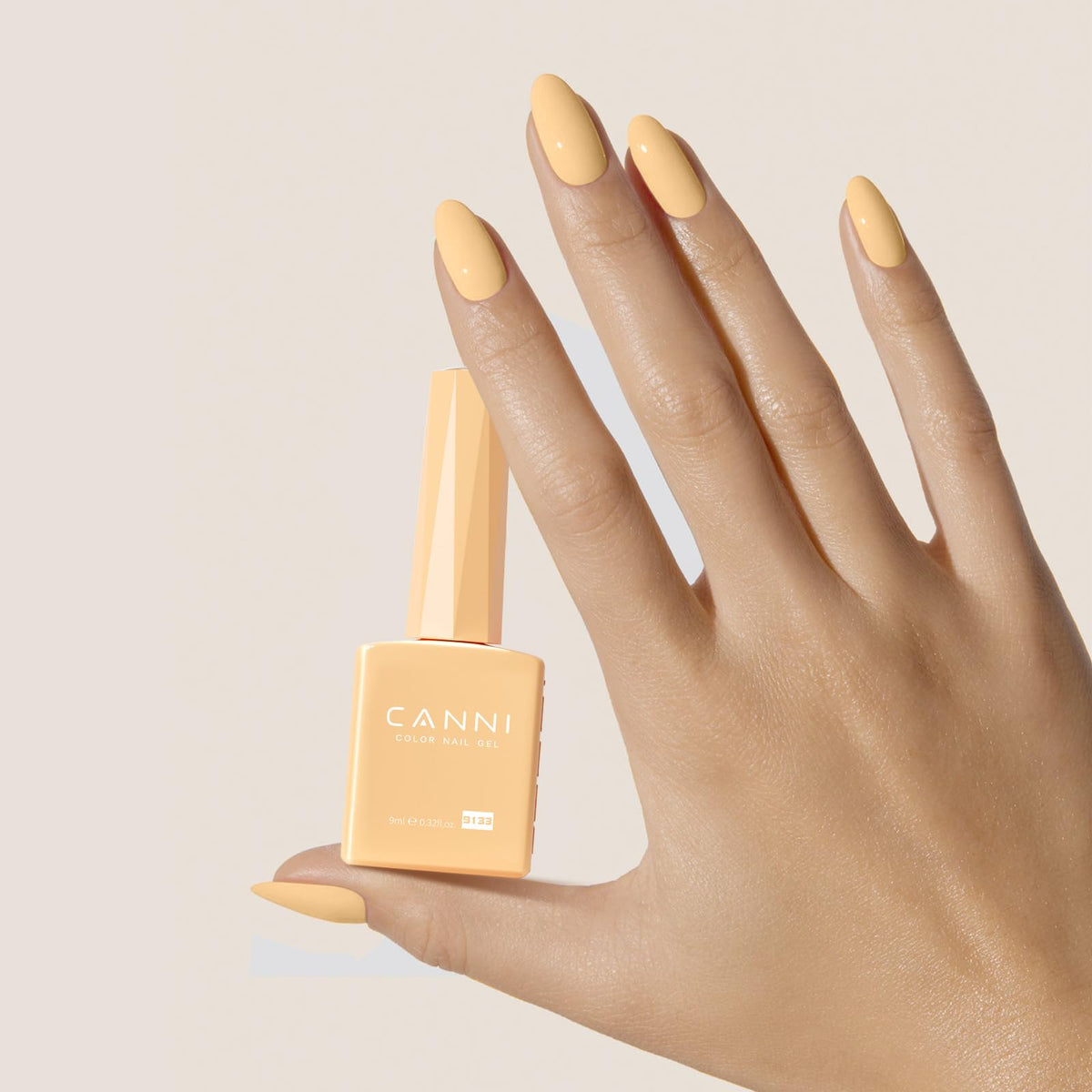 CANNI Pastel Yellow Gel Nail Polish swatch on nail