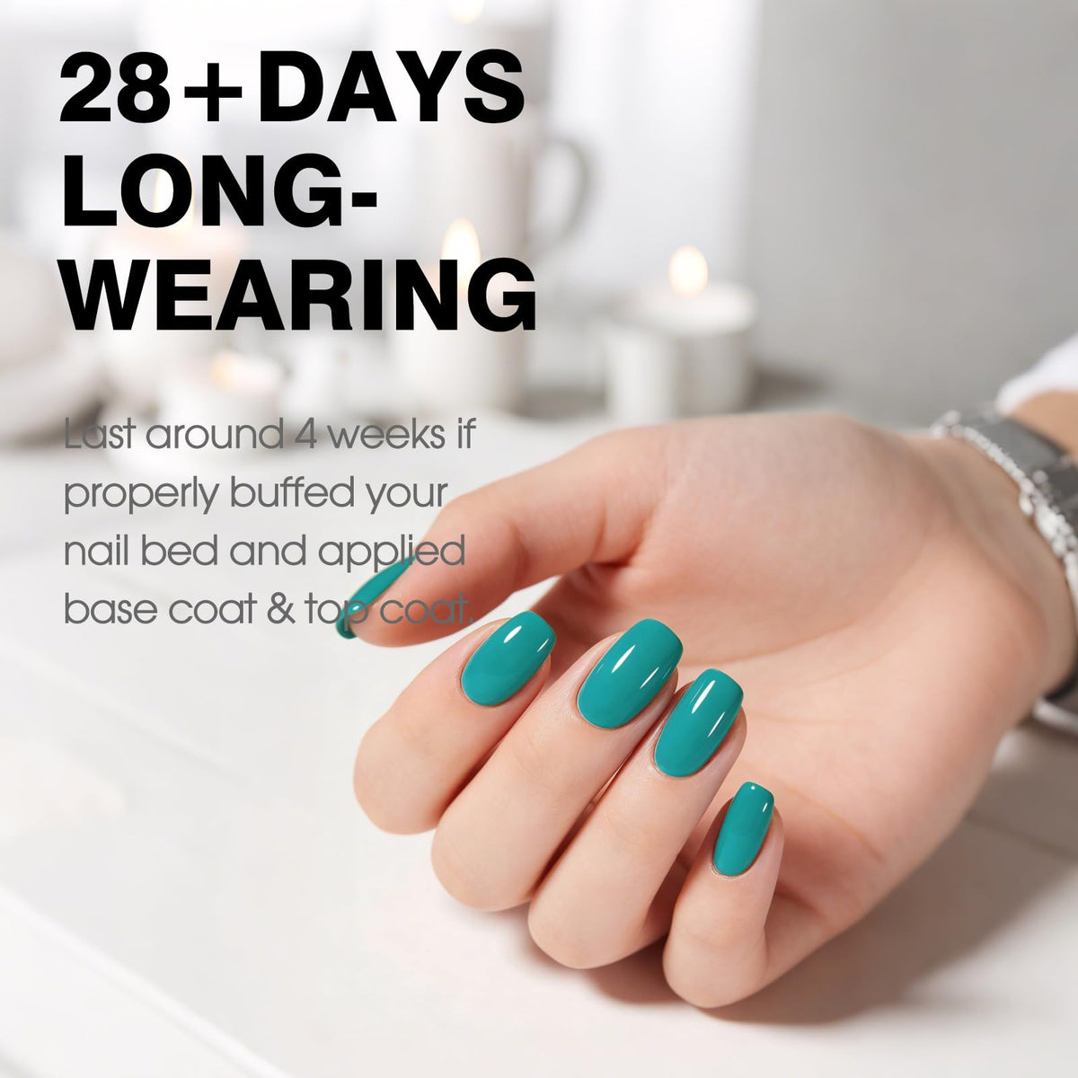 CANNI Persian Green Blue Gel Nail Polish applied on nails