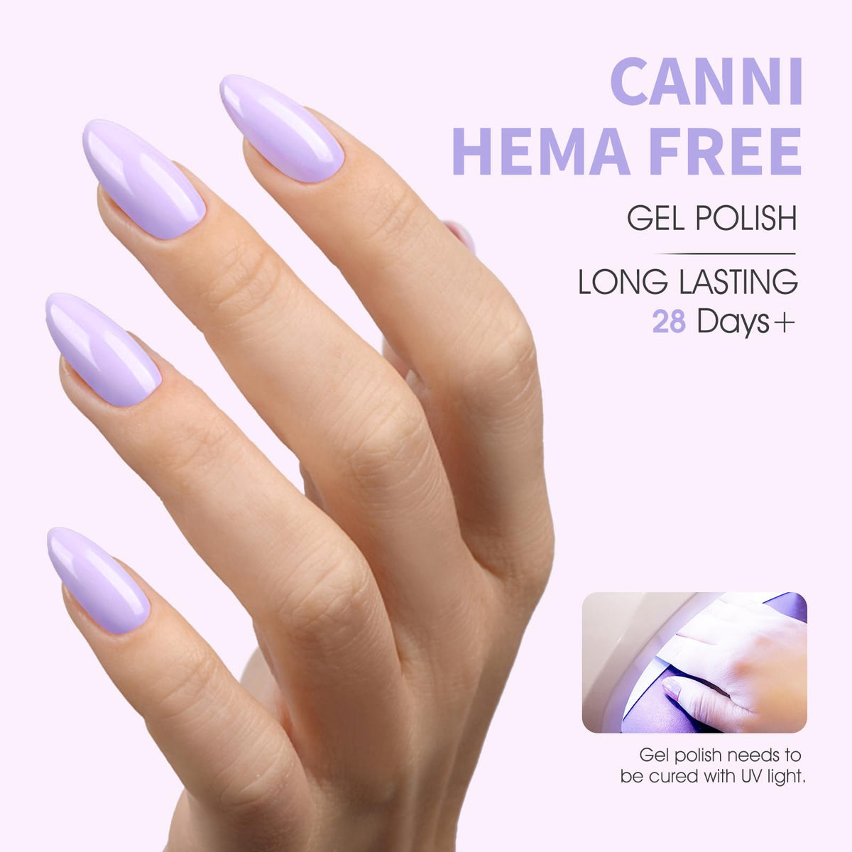 CANNI Purple Gel Nail Polish application on nails