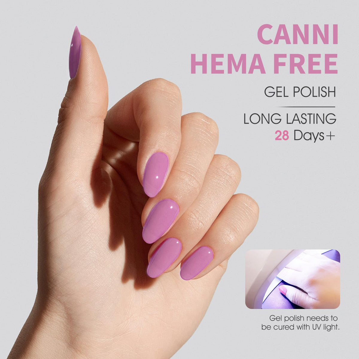 CANNI Purple Gel Nail Polish application on nails