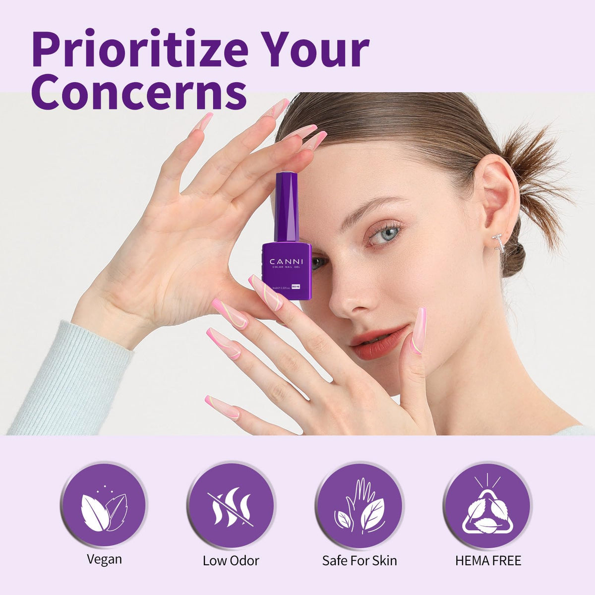 CANNI Purple Gel Nail Polish on a manicure table