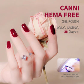 CANNI Red Gel Nail Polish application on nails
