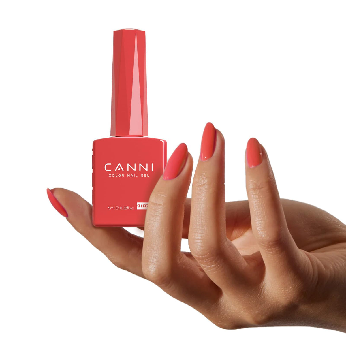 CANNI Red Gel Nail Polish application process with UV lamp