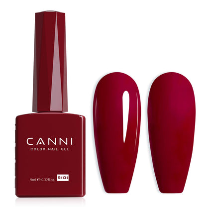CANNI Red Gel Nail Polish dark red bottle front view