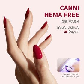 CANNI Red Gel Nail Polish high gloss finish close-up