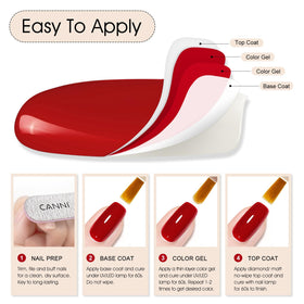 CANNI Red Gel Nail Polish on a nail art display