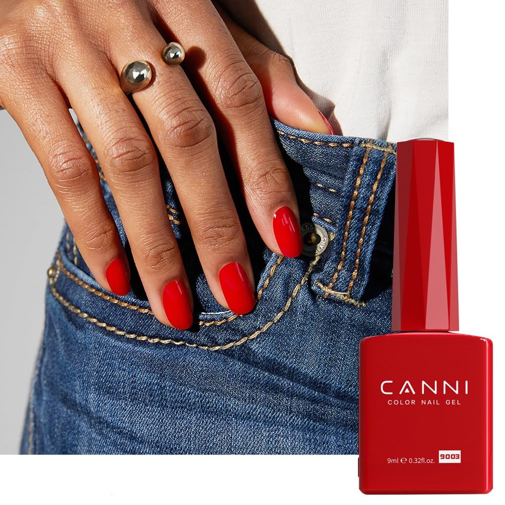 CANNI Red Gel Nail Polish showing high gloss finish