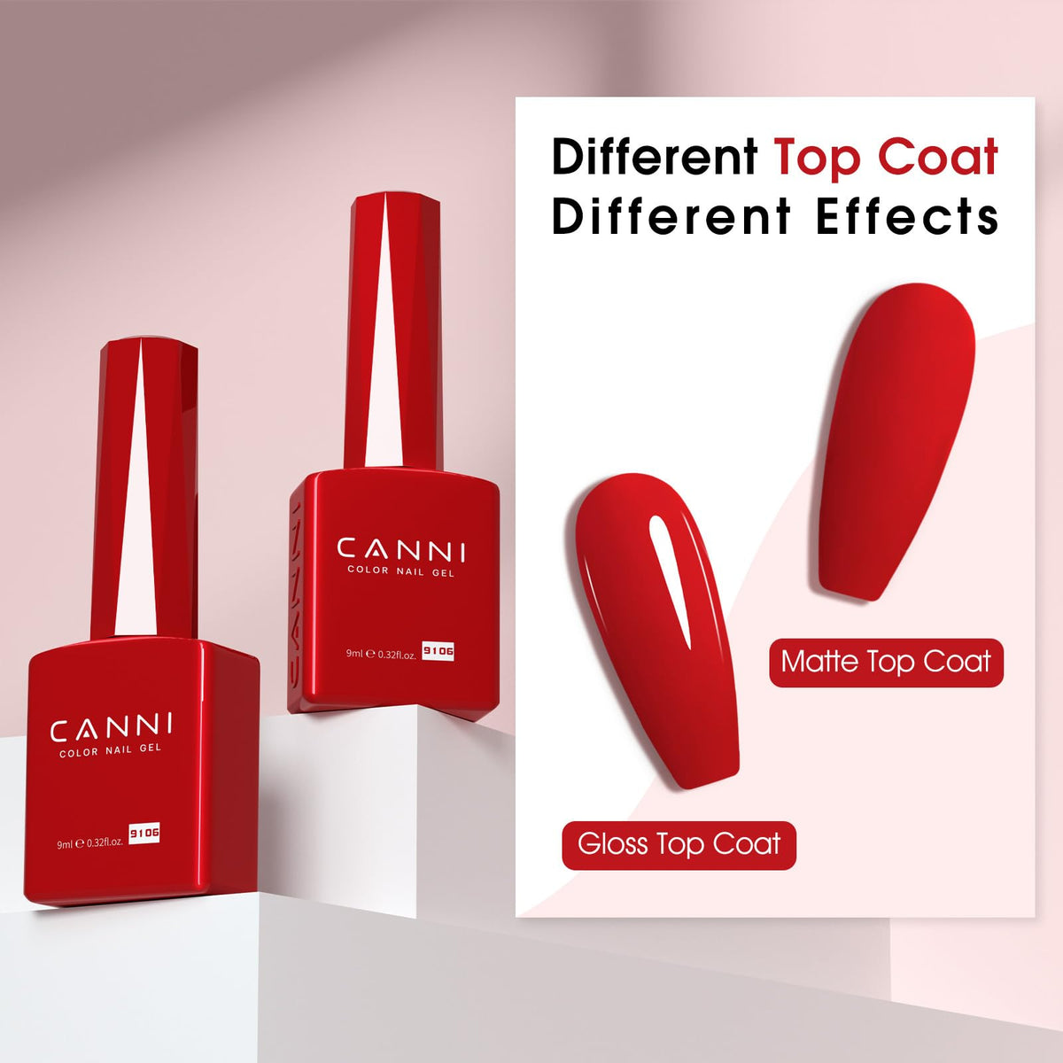 CANNI Red Gel Nail Polish with manicure tools