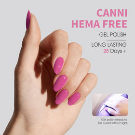 CANNI Red Pink Gel Nail Polish application process with UV lamp