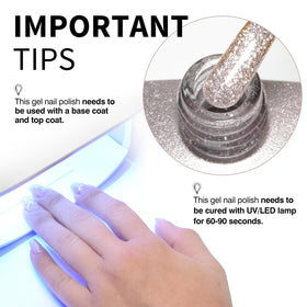CANNI Rose Grey Glitter Gel Nail Polish 9ml application on nails