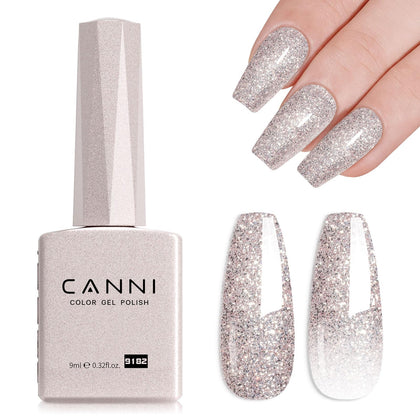 CANNI Rose Grey Glitter Gel Nail Polish 9ml front view