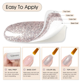 CANNI Rose Grey Glitter Gel Nail Polish 9ml packaging