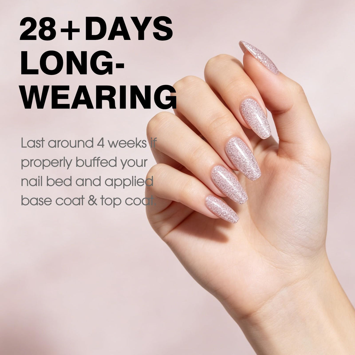 CANNI Rose Grey Glitter Gel Nail Polish 9ml with brush