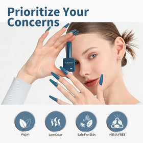 CANNI Royal Deep Blue Gel Nail Polish on a manicure table
