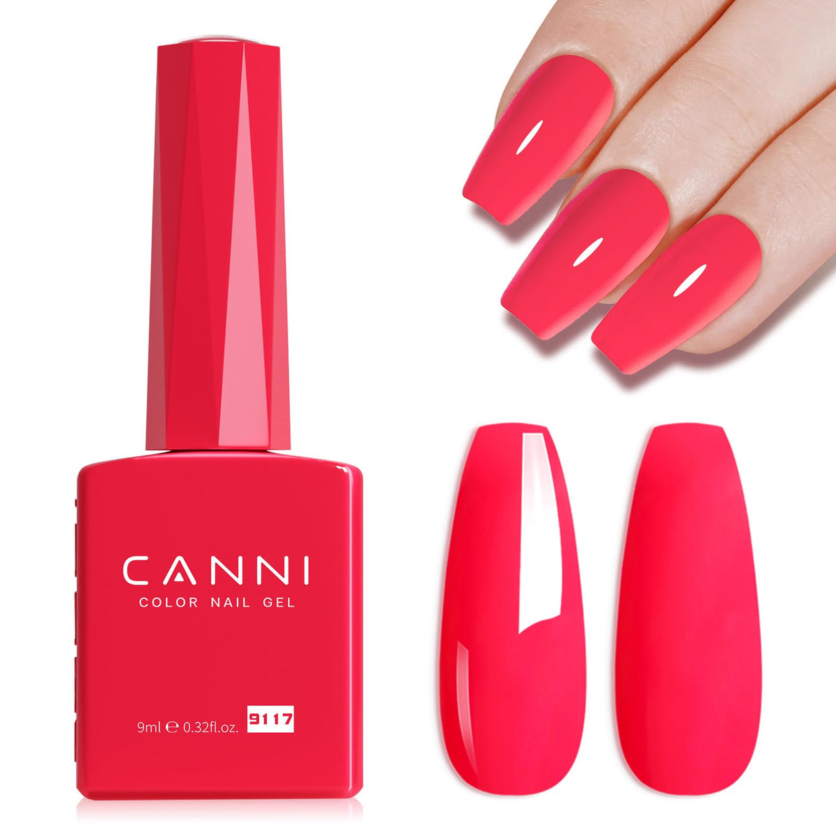 CANNI Strawberry Pink Gel Nail Polish 9ml front view