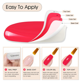 CANNI Strawberry Pink Gel Nail Polish 9ml in use