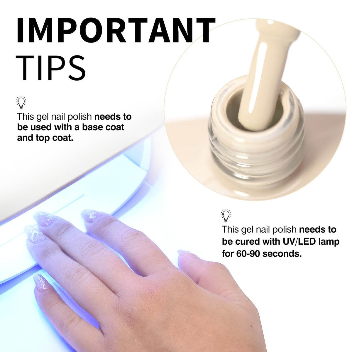 CANNI White Nude Gel Nail Polish application on nails