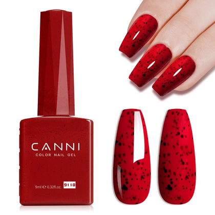 CANNI Wine Red Glitter Gel Nail Polish 9ml front view