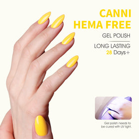 CANNI Yellow Gel Nail Polish application on nails